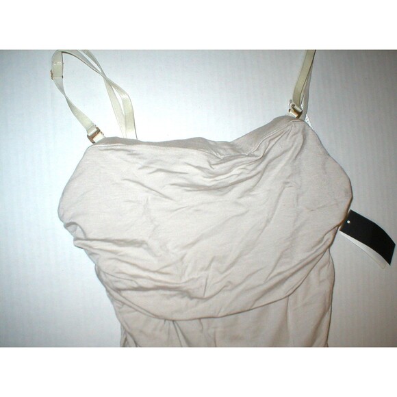 NWT New Designer Josie Natori Top Tank S Beige Ruched Adjustable Convertible Str - Picture 2 of 5